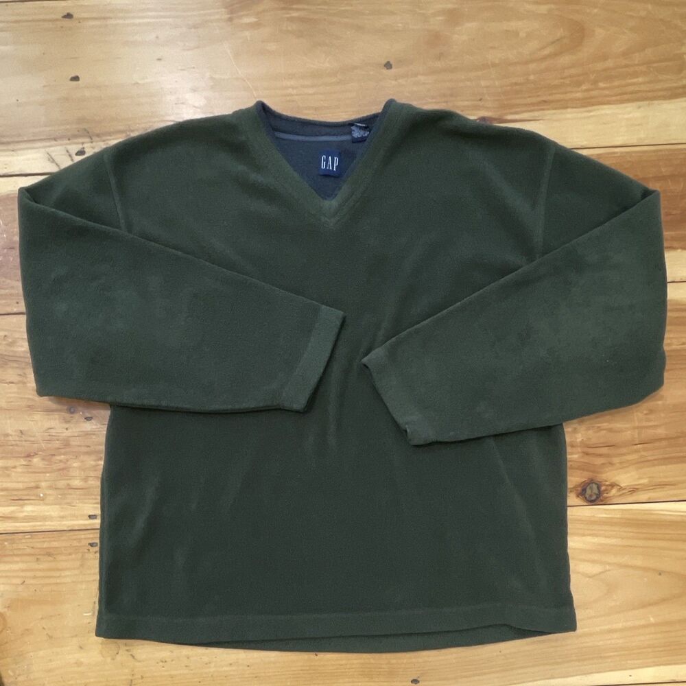 Vintage 90s Gap Men’s XL Olive Green Fleece Pullover Sweater